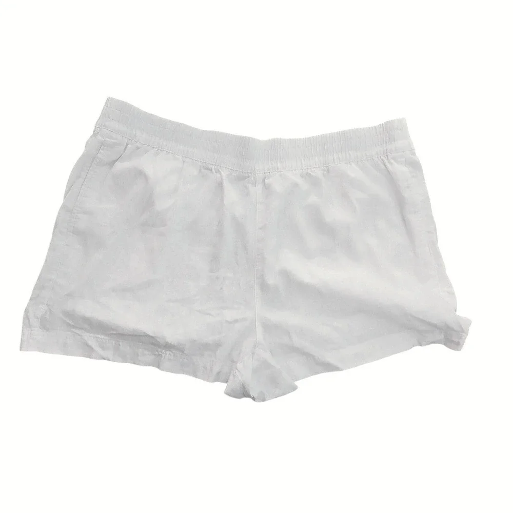 Old Navy Womens XL Calla Lily White Linen Blend 3 Inch Shorts Comfort Waistband